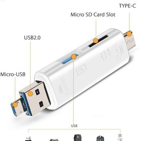 Resim Genel Markalar 5in1 Telefon Ve Bilgisayar Usb Type C Micro Kart Okuyucu Otg Beyaz 