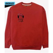 Resim Viva La Vida Oversize Sweatshirt Kırmızı 