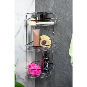 Resim Evistro Banyo Köşe Rafı 3 Katlı Şampuanlık Vidalı 