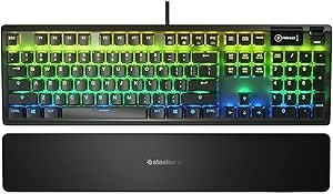 Resim SteelSeries Apex 5 hibrit mekanik oyun klavyesi – Per-Key RGB aydınlatma – uçak kalitesinde alüminyum alaşım çerçeve – OLED akıllı ekran (hibrit Blue Switch) 