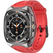 Resim Samsung Uyumlu Galaxy Watch Ultra 47mm Tpu Saat Bandı Ve Şeffaf Saat Kılıfı - Kırmızı+şeffaf Siyah 
