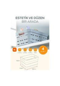 Resim Vienev 4'lü 5 Litre Delikli Saklama Kutusu Beyaz Beyaz 