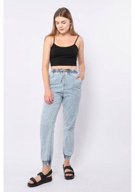 Resim Kadın Lastikli Jogger Pantolon Açık Mavi 001 