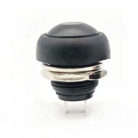 Resim ROBİZ 12mm Pbs-33b 2 Pin Push Buton Siyah On Off 1a 250v Mini Yuvarlak Su Geçirmez Anahtar Momentary 