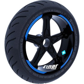 Resim Double Stripe Tasarımlı Azur Mavi Jant Şeridi Sticker Çınar Extreme 
