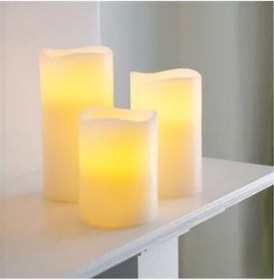 Resim Led Mum Hareketli Işıklı 3 'Lü Set Parafin Kaplı Dış Yüzey 