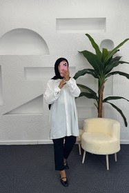 Resim Cep Detay Linda Tunik Beyaz 2457-BEYAZ - STD 