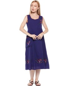 Resim Şile Bezi Mor Kolsuz Nakışlı Elbise Mor 