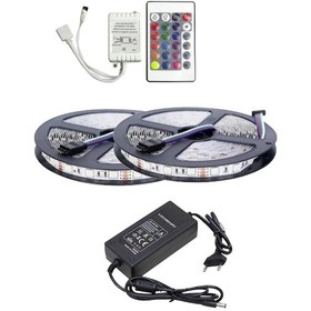 Resim 10 Metre 12v 60 Ledli Rgb Dış Mekan Silikonlu Şerit Led 5a Plastik Adaptör 24 Tuşlu Ir Led Kontrol Ü 