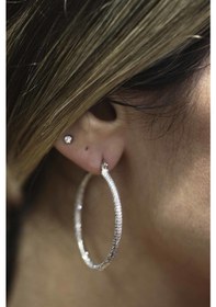 Resim Halka Gümüş Bayan Küpe 