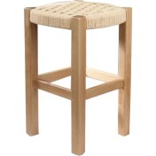 Resim 2 mm Ahşap 2 Adet Hasır Örgülü Tabure Doğal Renk 50X32X32 