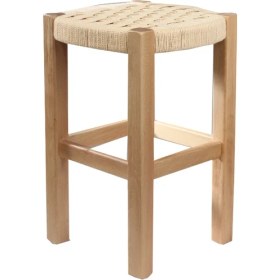Resim 2 mm Ahşap 2 Adet Hasır Örgülü Tabure Doğal Renk 50X32X32 