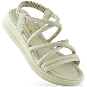 Resim 654 Ortopedik Taban Günlük Kadın Sandalet Hafif Sandalet Sahil Havuz Bej 