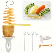 Resim 6 adet Taşınabilir Kamp Patatesi, Barbekü Çöpü, Patates Dilimleyici, Patates Spiral Bıçak, Barbekü Araçları, Mutfak Aksesuarları, Açık Hava Barbeküsü, Aile Piknikleri, Kamp ve Mutfak Malzemeleri için Mükemmel 