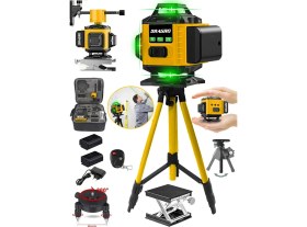 Resim Dragro 128 Vf Tripodlu 12 Köşe Otomatik Hizalama Lazer Metre 360 Derece Yatay Dikey Çapraz Kumandalı 