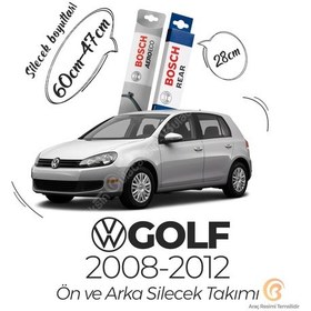 Resim Volkswagen Golf Ön ve Arka Silecek Seti 2008-2012 Bosch Aeroeco 