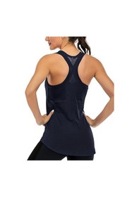 Resim Ghassy Co. Kadın Racerback Sırt Açık Yarı Fileli Antrenman Yoga Koşu Spor Atlet Tank Tops 1780 001 Lacivert 