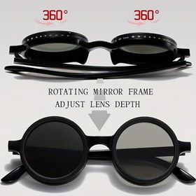 Resim 360° Dönebilen Ayna Çerçevesi ve Ayarlanabilir Lens Derinliği ile Kadınlar için Vintage Esintili Yuvarlak Gözlükler - Mikrofiber Bez & Kılıf, Metal Menteşeler Dahil, Günlük Kullanım İçin Reçetesiz Moda Aksesuarları 