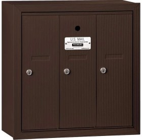 Resim Vuralsin38 Salsbury Industries Usps Erişimli ve 3 Kapılı 3503ZSU Yüzeye Monte Dikey Posta Kutusu, Bronz 