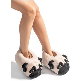 Resim Twigy Dea Kadın,Garson Boy Hayvanlı Panduf Siyah 36/41 AA0662 Bej 