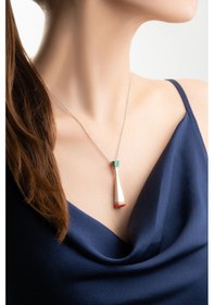 Resim So Chic Asimetrik 18 Ayar Beyaz Altın Kaplama 44 Cm Gümüş Tasarım Kolye 