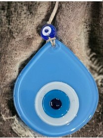 Resim Orta Boy Mavi Damla Desen Nazar Boncuklu Duvar Dekoru Cam Duvar Süsü 02-10mm 5yards 