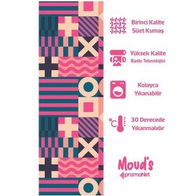 Resim Geometrik 2 Desenli Baskılı Süet Runner Masa Örtüsü 