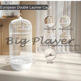 Resim Yuvarlak Büyük Metal Kuş Kafesi Papağan Kuş Kafesi Kaplan Derisi Xuanfeng A 