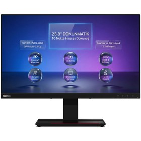 Resim Lenovo ThinkVision T24t-20 23.8'' FHD 4MS Dokunmatik Monitör 62C5GAR1TK 