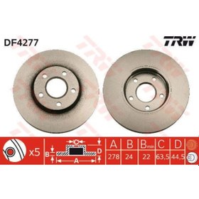 Resim TRW DF4277 Fren Diski Ön Tourneo Connect 02- Transit Connect 02- Havalı 278Mm 