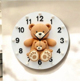 Resim Ayıcık Çocuk Renkli Baskı Desenli Sayılı Hediyelik Ahşap Sessiz Tablo Duvar Saati 167 Renkli 