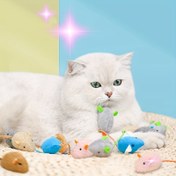Resim Rastgele Renkli Kedi Oyuncak Fareleri Yavru Kediler İçin, Etkileşimli Kendi Kendine Eğlenceli Oyuncaklar, Kedilerle Etkileşim İçin Gerçekçi Vanilya Fareleri, Pilsiz 