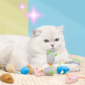Resim Rastgele Renkli Kedi Oyuncak Fareleri Yavru Kediler İçin, Etkileşimli Kendi Kendine Eğlenceli Oyuncaklar, Kedilerle Etkileşim İçin Gerçekçi Vanilya Fareleri, Pilsiz 