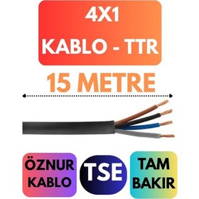 Resim Öznur 4x1 Ttr Kablo Metre Seçenekli Siyah - 15 Metre 