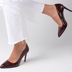 Resim Mio Gusto Basic Bordo Rugan Kadın Stiletto Topuklu Ayakkabı 