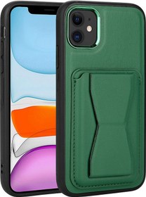 Resim İphone 12 Uyumlu Kartlıklı Standlı Pu Deri Zore Memo Kılıf-koyu Yeşil Koyu Yeşil 