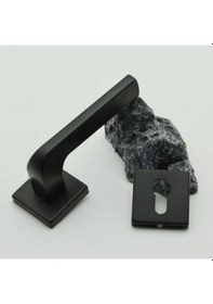 Resim Marelli Terra Black Siyah Renkli İtalyan Tipi Kare Rozetli Kapı Kolu 