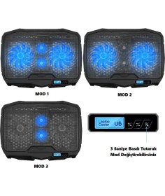 Resim Revenge S18 Yükseklik Ayarlı 4 LED Fanlı Ayarlanabilir Laptop Soğutucu Notebook Bilgisayar Standı 