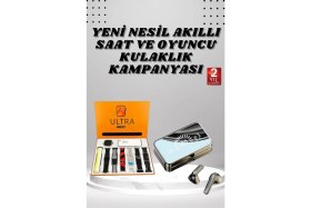 Resim Pileli Store Pilelistore Aynalı Bluetooth Kulaklık ve 7 Kordonlu Akıllı Saat Dijital Göstergeli Uzun Pil Ömrü 