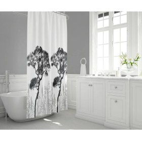 Resim Zethome Tropik Banyo Duş Perdesi 3391 Çift Kanat 200 x 210 cm 