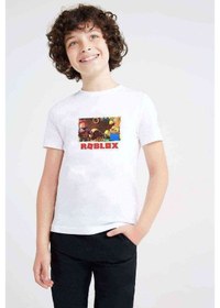 Resim Tshirthane Roblox Baskılı Unisex Çocuk Beyaz T-Shirt 
