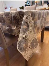 Resim Valerium Elyaflı Pvc Muşamba Desenli Silinebilir Sıvı Geçirmez Masa Örtüsü Ekrubej 