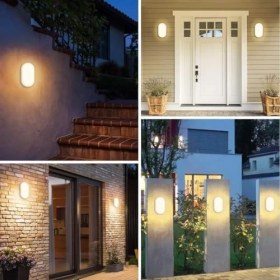 Resim 20W Oval Beyaz LED Armatür - IP65 Su Geçirmez Tavan/duvar Lambası, 6500K Beyaz Işık, 2000 Lümen, 27X16.7 Cm, Iç ve Dış Mekan Kullanıma Uygun, Banyo Balkon Bahçe Aydınlatması 
