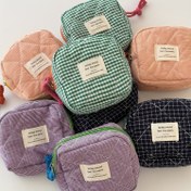 Resim Klasik Şekilli Kemer Cüzdanı, Küçük Kare Cüzdan, Öğrenciler için Taşınabilir Makyaj Çantası ve Kulaklık ve Paralar için Depolama Pouch. 