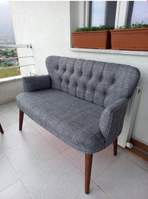 Resim Azra Mobilya Çay Seti Koltuk Takımı - Keten Kumaş - Ahşap Ayak - Gürgen Iskelet - Açık Gri Açık Gri 