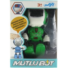 Resim Dekoratif Sesli Işıklı Mini Sevimli Yeşil Robot 