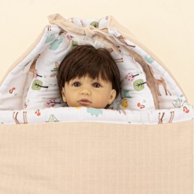 Resim Uyku Tulumu - Baş Şekillendirici Yastık - Kumsal Beji Muslin - Ceylan 