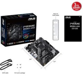 Resim ASUS PRIME B550M-K ARGB, 2xDDR4, 2x M.2, DP, HDMI, AM4 Soket Anakart 