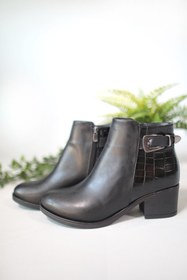 Resim Siyah Renk Naturel Deri Tokalı Croco Basklı Bot & Bootie 2020ESTCRT 
