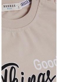 Resim Breeze Girls & Boys Erkek Çocuk Sweatshirt Yazı Baskılı 2-6 Yaş, Bej-bej Bej 